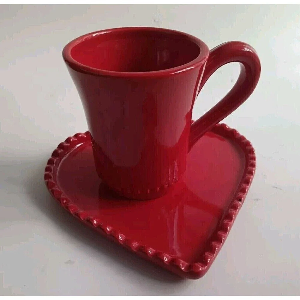 Williams Sonoma Ceramic Heart Shaped Dishes And Cup Set Of 12 Rainbow Colors